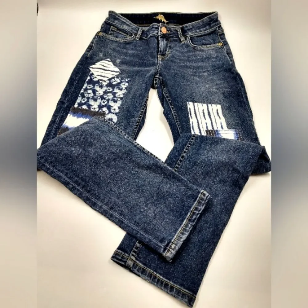 Tommy Bahama Boho Patchwork Vintage Boyfriend Slim Denim Jeans Pants Sz 26 - Picture 16 of 16